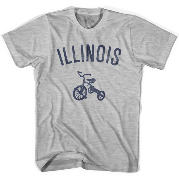 Illinois State Tricycle Adult Cotton T-Shirt - Grey Heather