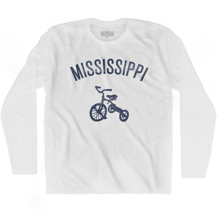 Mississippi State Tricycle Adult Cotton Long Sleeve T-shirt - White