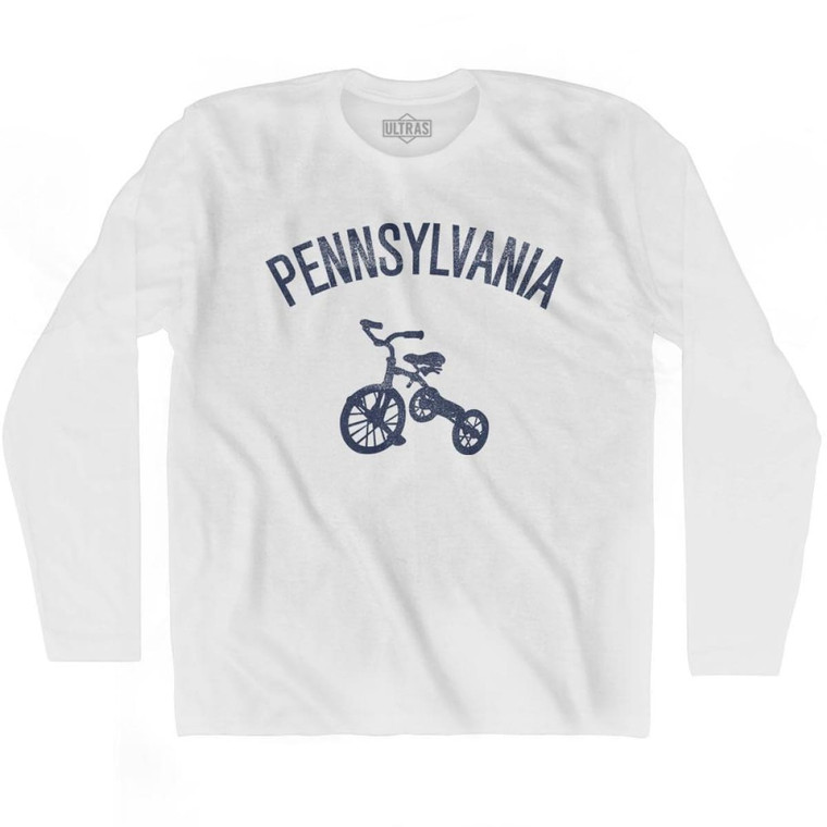 Pennsylvania State Tricycle Adult Cotton Long Sleeve T-shirt - White