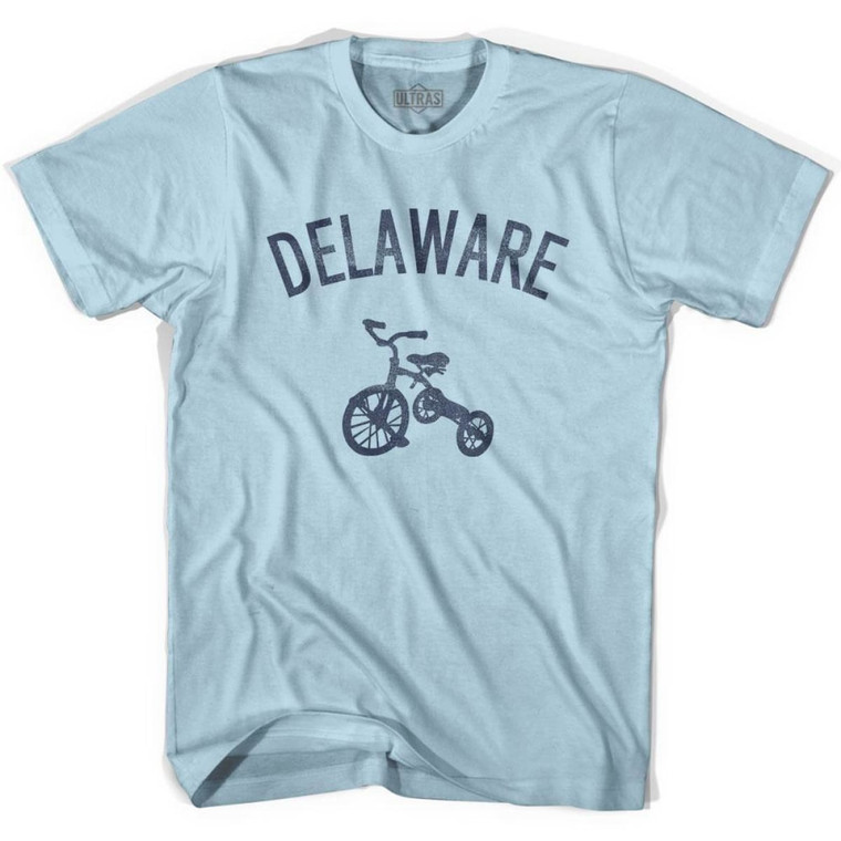 Delaware State Tricycle Adult Cotton T-Shirt - Light Blue