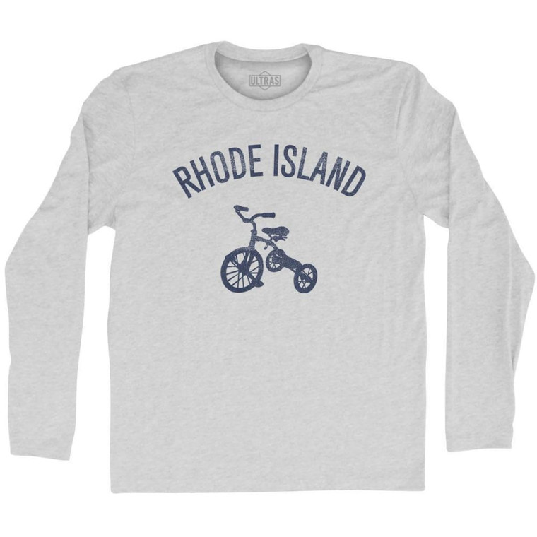 Rhode State Tricycle Adult Cotton Long Sleeve T-Shirt - Grey Heather
