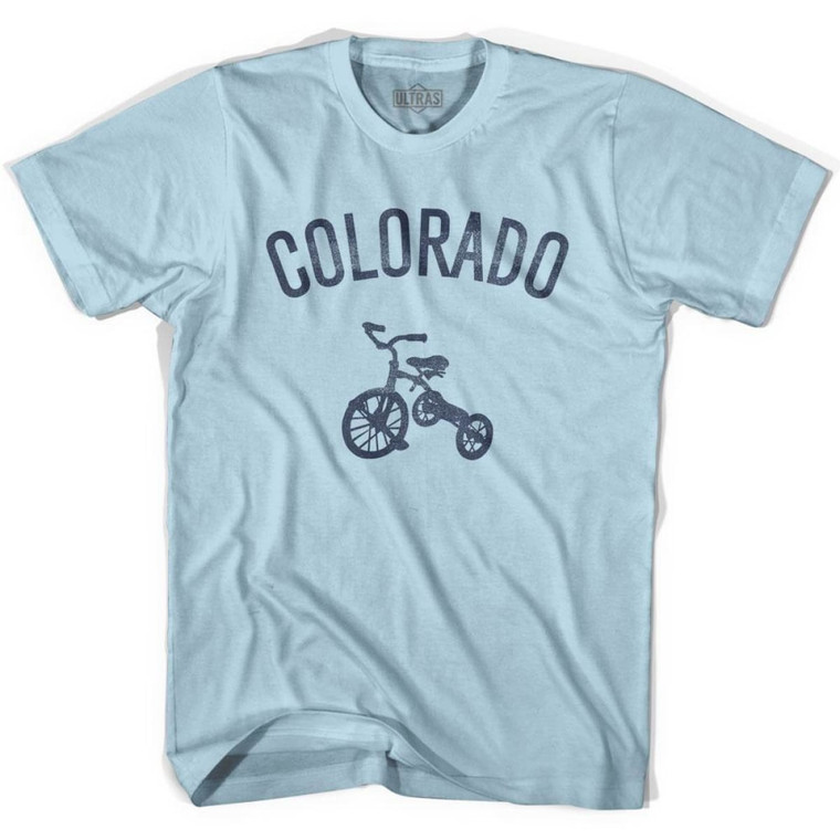 Colorado State Tricycle Adult Cotton T-Shirt - Light Blue