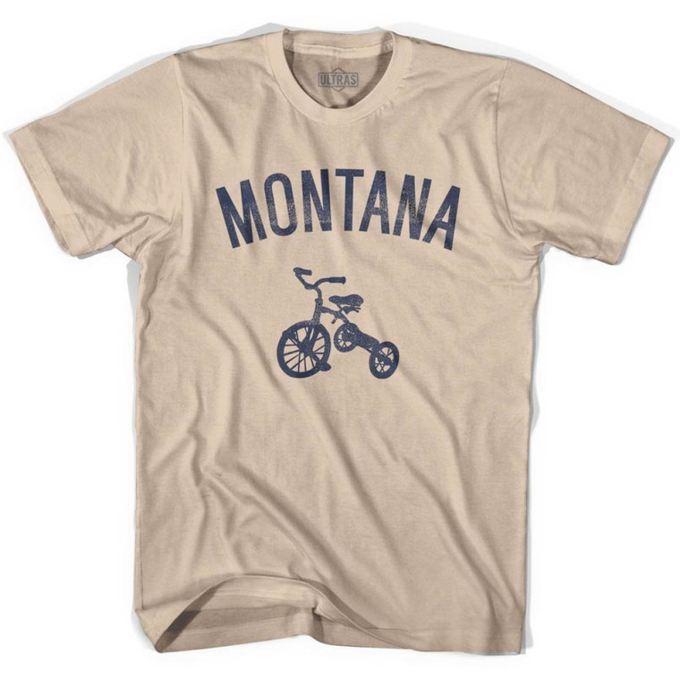 Montana State Tricycle Adult Cotton T-Shirt - Creme