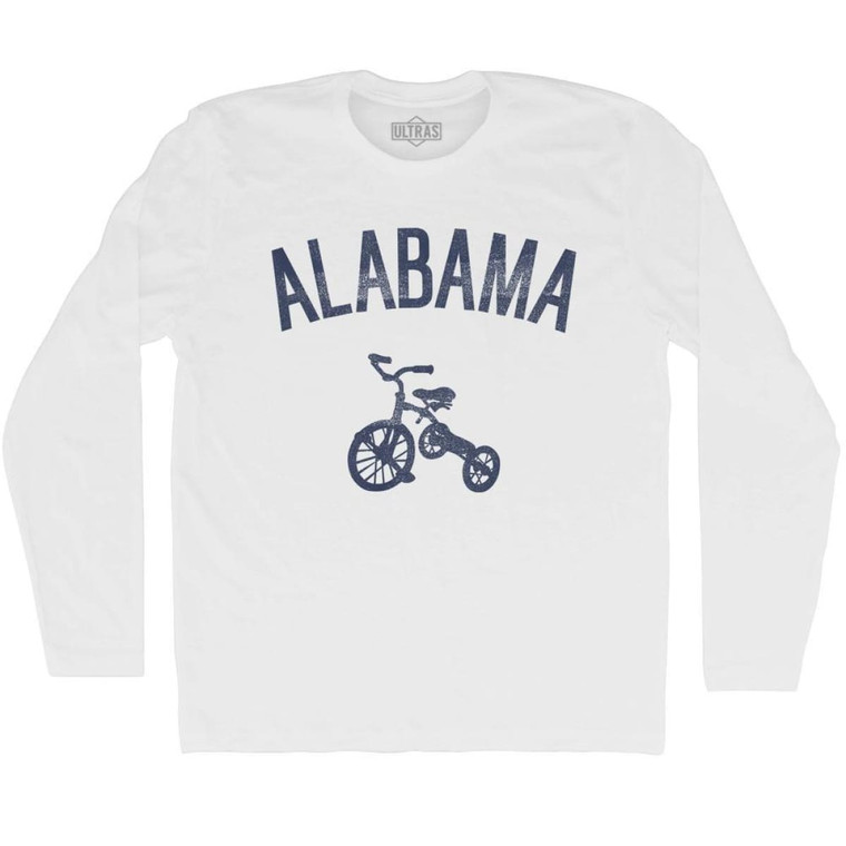 Alabama State Tricycle Adult Cotton Long Sleeve T-shirt - White
