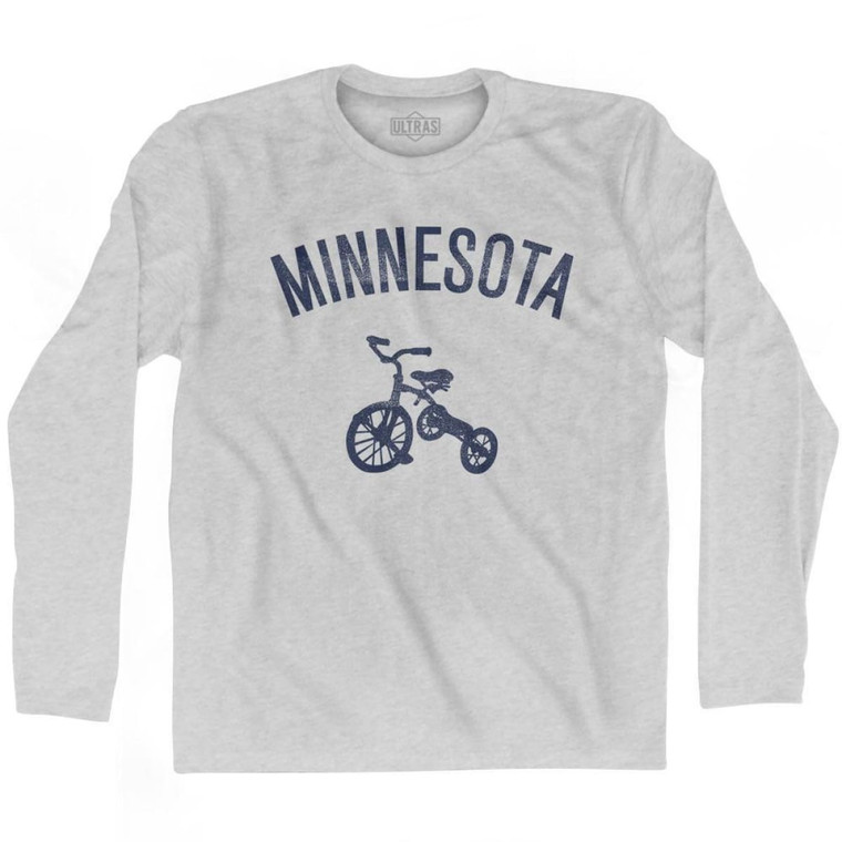 Minnesota State Tricycle Adult Cotton Long Sleeve T-Shirt - Grey Heather