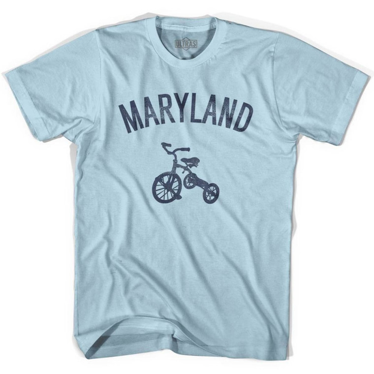 Maryland State Tricycle Adult Cotton T-Shirt - Light Blue