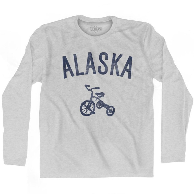 Alaska State Tricycle Adult Cotton Long Sleeve T-Shirt - Grey Heather