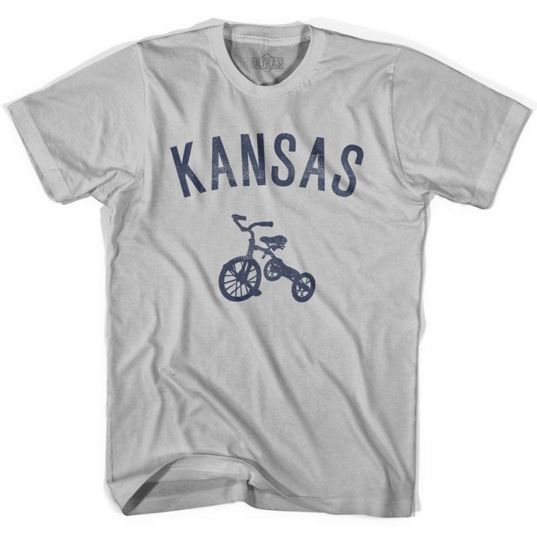 Kansas State Tricycle Adult Cotton T-Shirt - Cool Grey