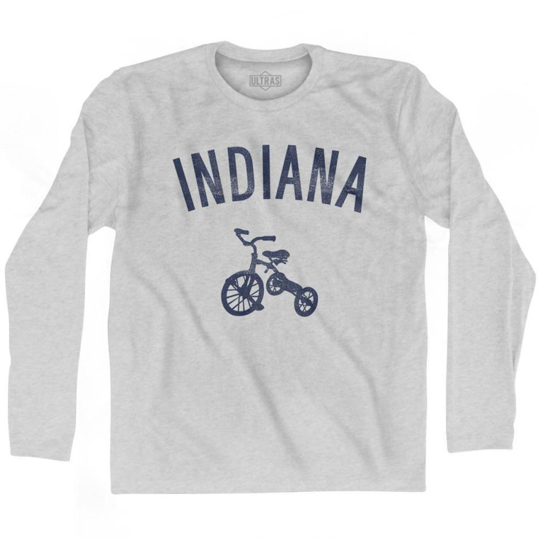 Indiana State Tricycle Adult Cotton Long Sleeve T-Shirt - Grey Heather