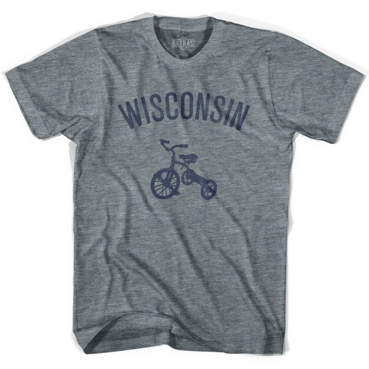 Wisconsin State Tricycle Youth Tri-Blend T-shirt - Athletic Grey