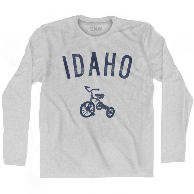 Idaho State Tricycle Adult Cotton Long Sleeve T-Shirt - Grey Heather