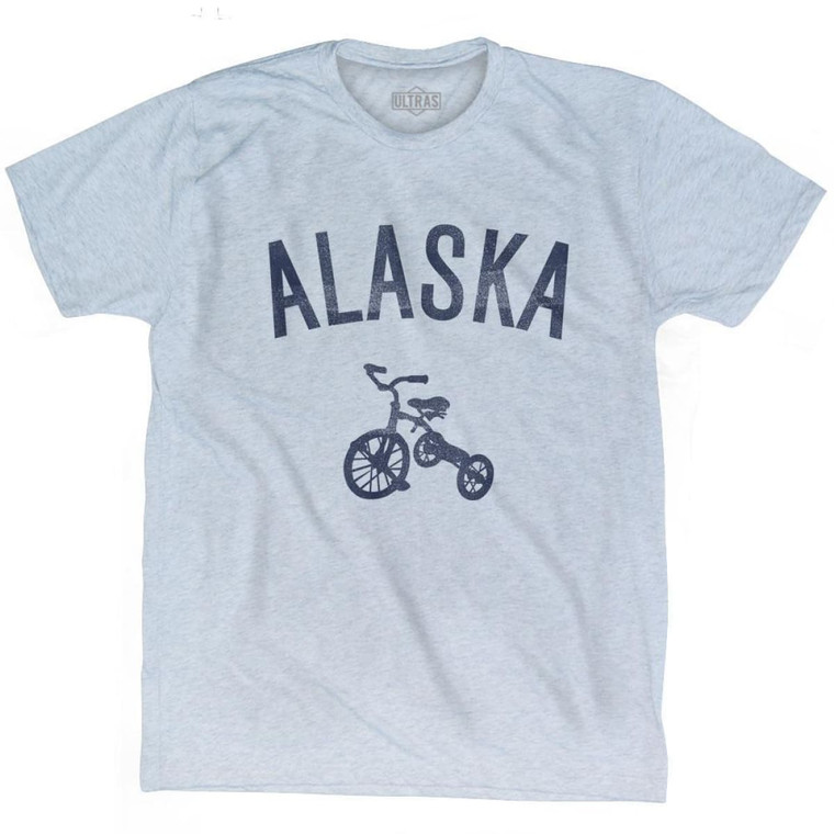 Alaska State Tricycle Adult Tri-Blend T-Shirt - Athletic White