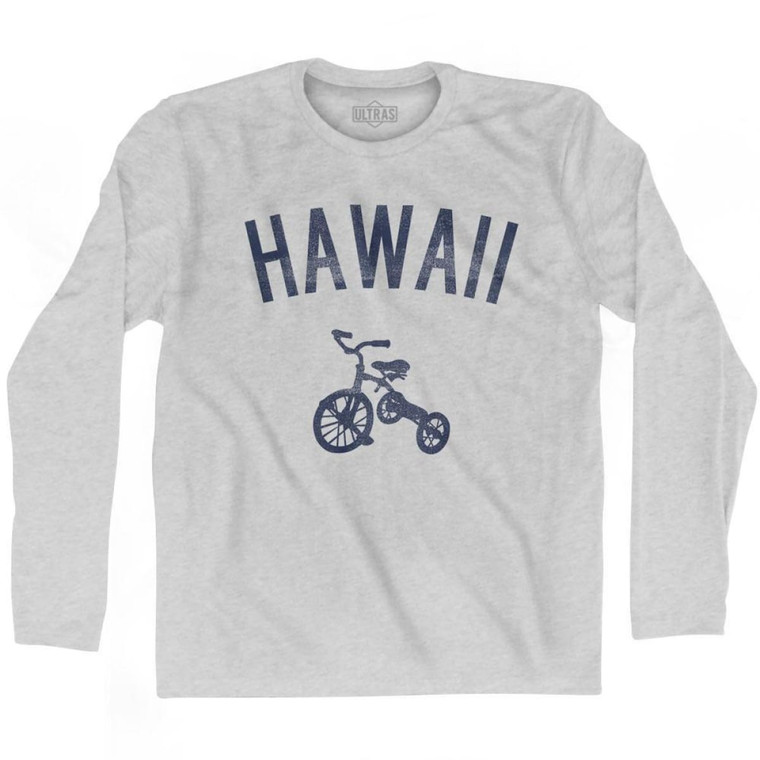Hawaii State Tricycle Adult Cotton Long Sleeve T-Shirt - Grey Heather