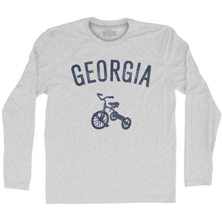 Georgia State Tricycle Adult Cotton Long Sleeve T-Shirt - Grey Heather