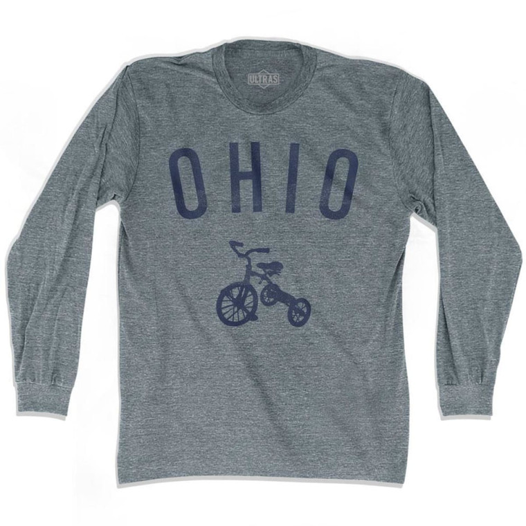 Ohio State Tricycle Adult Tri-Blend Long Sleeve T-shirt - Athletic Grey