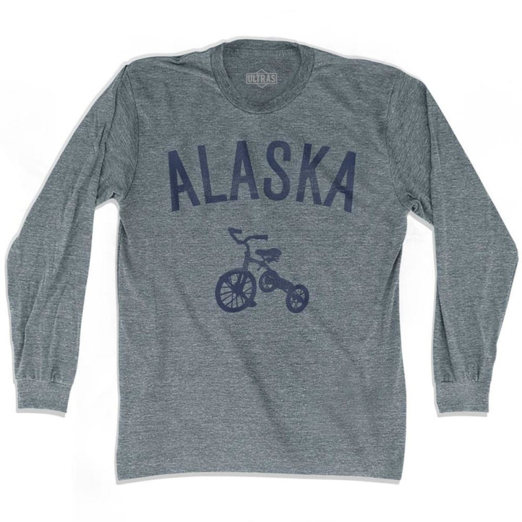 Alaska State Tricycle Adult Tri-Blend Long Sleeve T-shirt - Athletic Grey