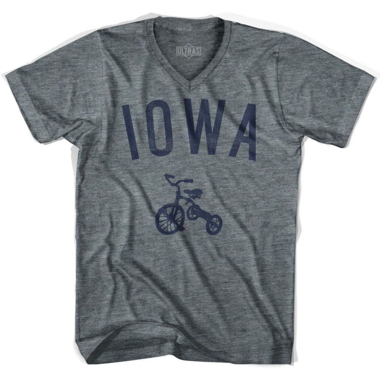 Iowa State Tricycle Adult Tri-Blend V-neck Womens T-shirt - Athletic Grey