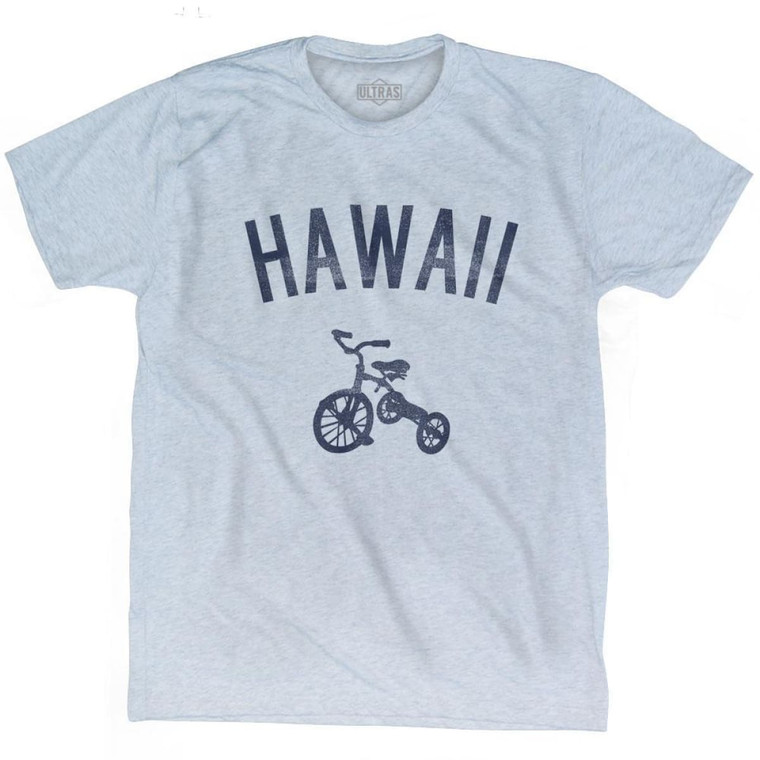 Hawaii State Tricycle Adult Tri-Blend T-Shirt - Athletic White