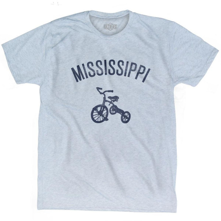 Mississippi State Tricycle Adult Tri-Blend T-Shirt - Athletic White