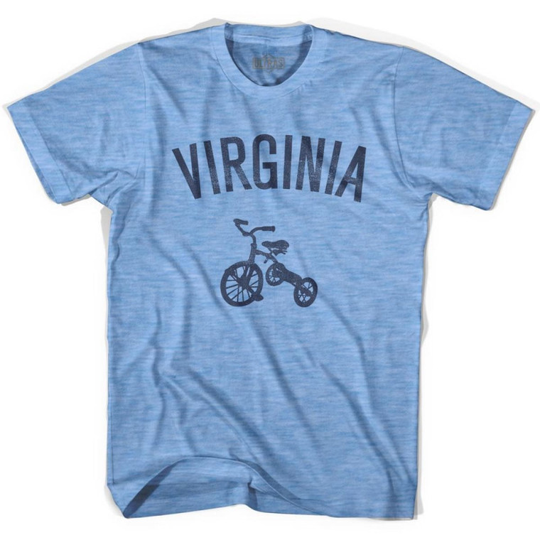 Virginia State Tricycle Adult Tri-Blend T-Shirt - Athletic Blue