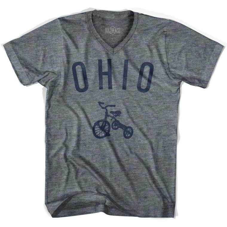 Ohio State Tricycle Adult Tri-Blend V-neck T-shirt - Athletic Grey
