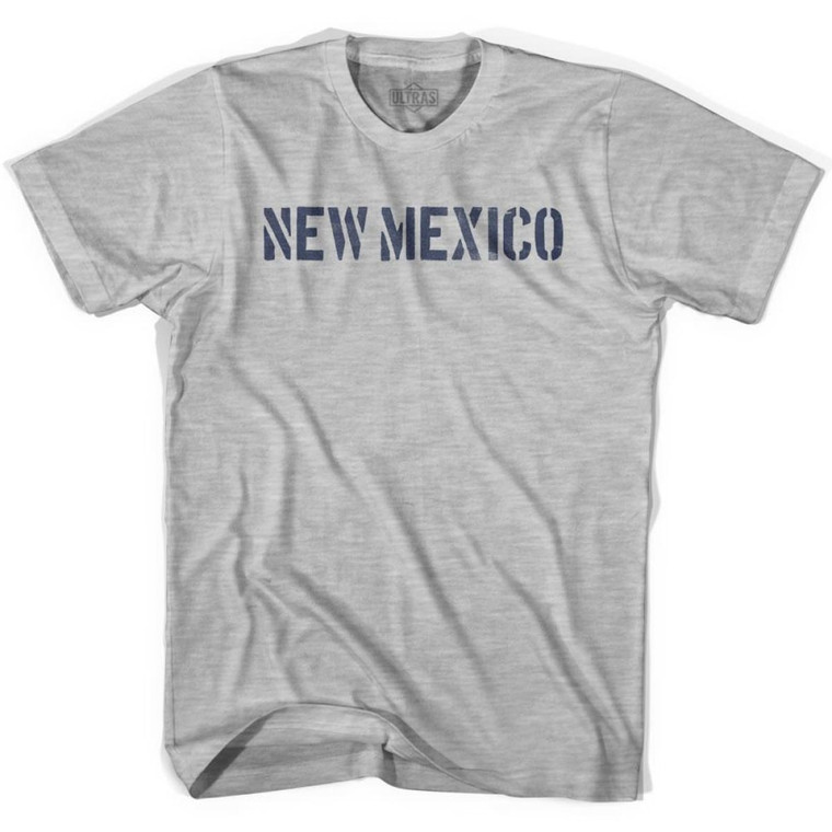 New Mexico State Stencil Adult Cotton T-Shirt - Grey Heather
