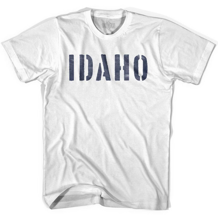 Idaho State Stencil Adult Cotton T-shirt - White