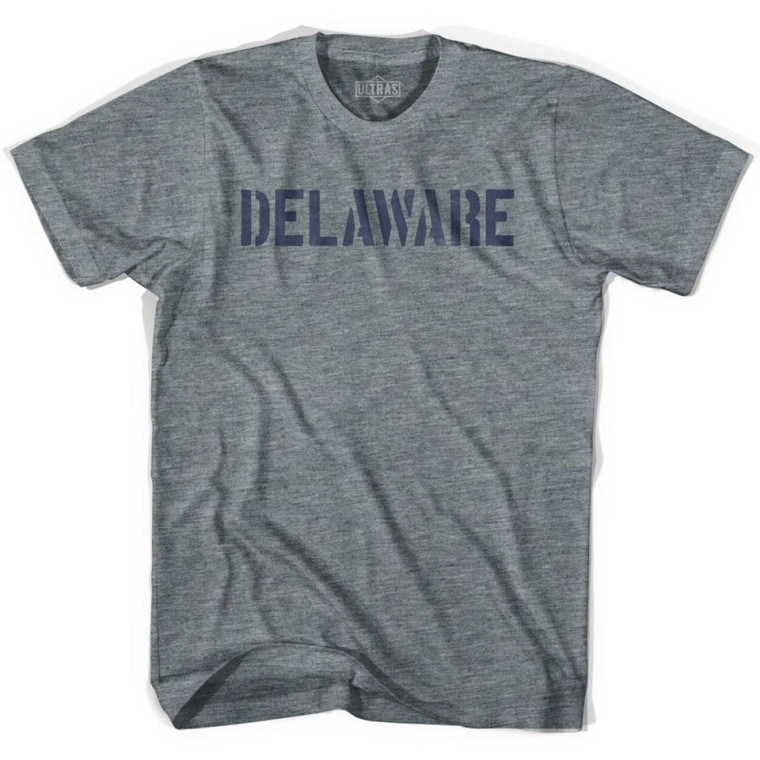 Delaware State Stencil Youth Tri-Blend T-shirt - Athletic Grey