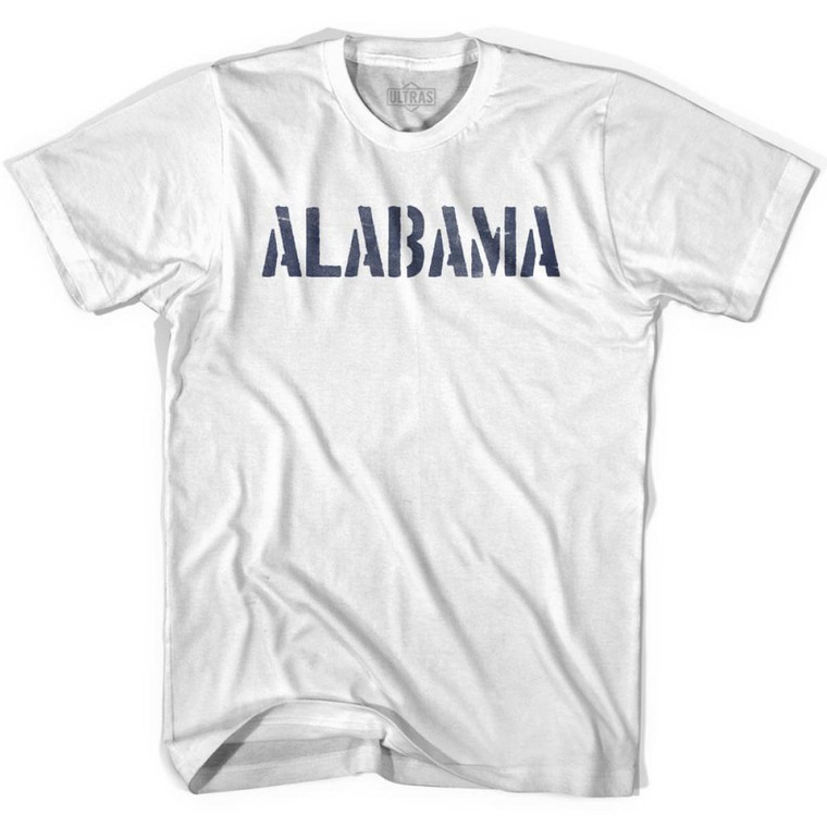 Alabama State Stencil Youth Cotton T-shirt - White