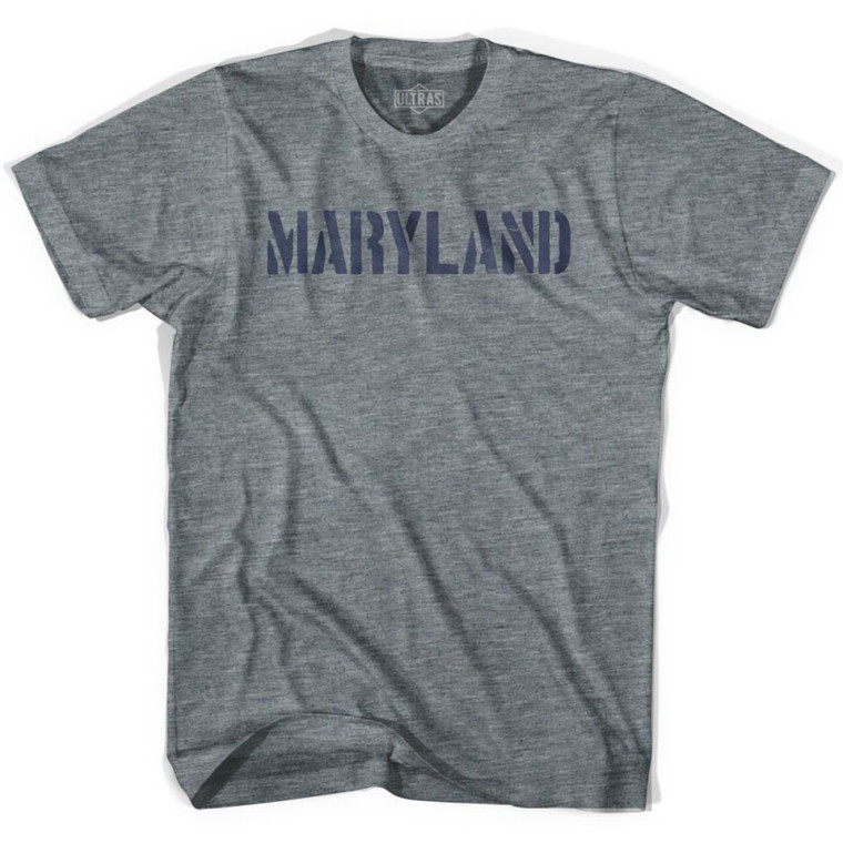 Maryland State Stencil Youth Tri-Blend T-shirt - Athletic Grey