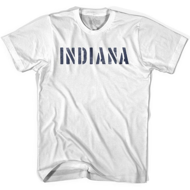 Indiana State Stencil Youth Cotton T-shirt - White