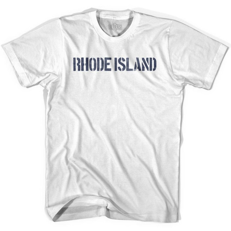 Rhode State Stencil Adult Cotton T-shirt - White