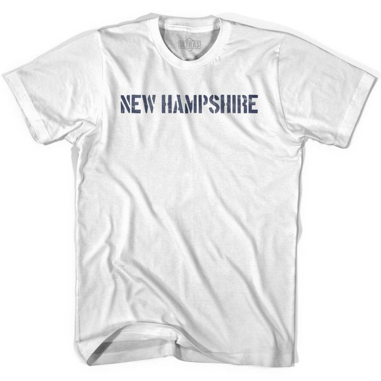 New Hampshire State Stencil Youth Cotton T-shirt - White