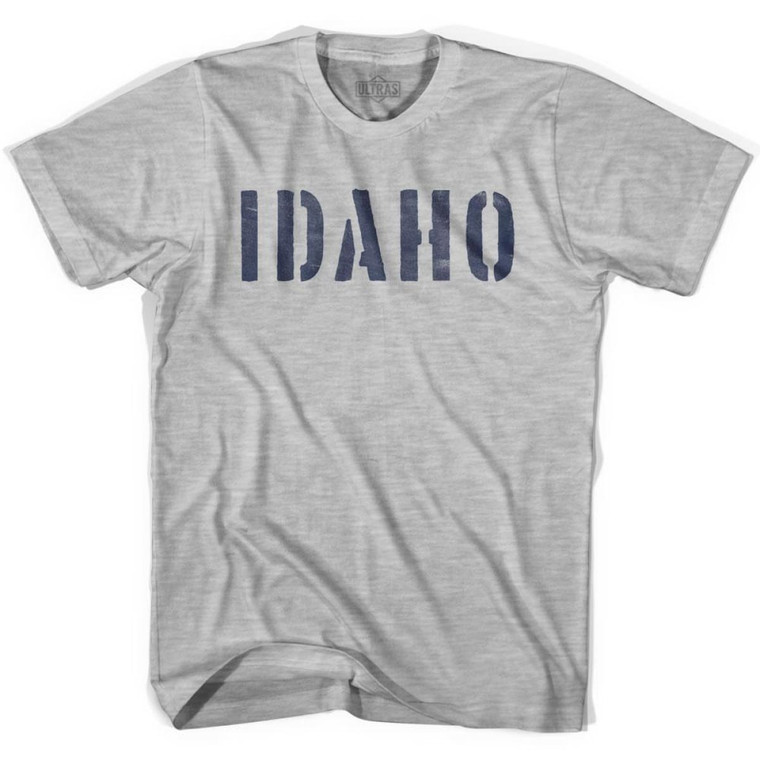 Idaho State Stencil Youth Cotton T-Shirt - Grey Heather