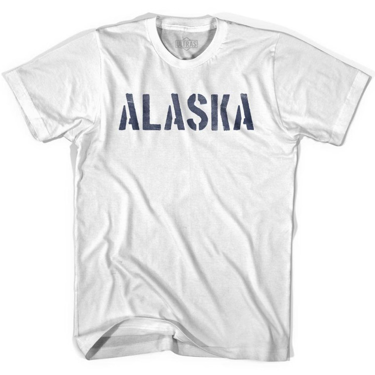 Alaska State Stencil Adult Cotton T-shirt - White