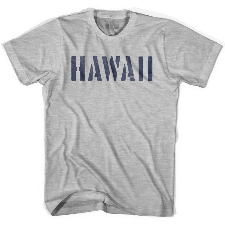 Hawaii State Stencil Womens Cotton T-Shirt - Grey Heather