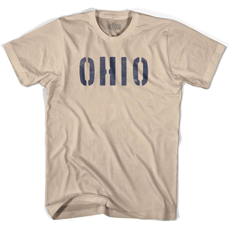 Ohio State Stencil Adult Cotton T-Shirt - Creme