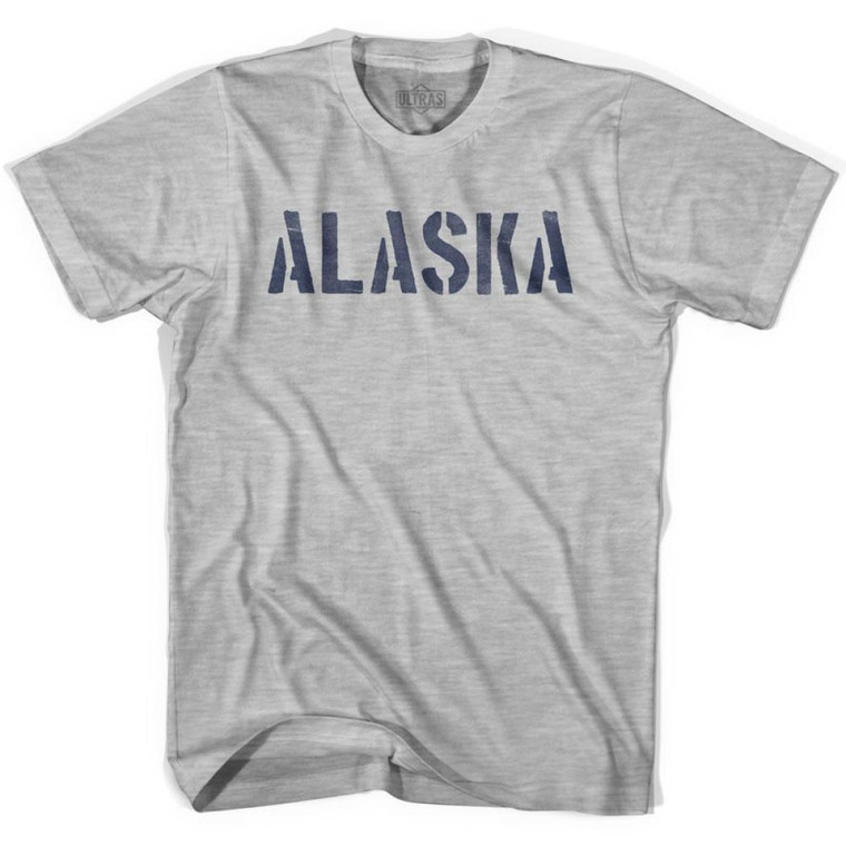 Alaska State Stencil Adult Cotton T-Shirt - Grey Heather