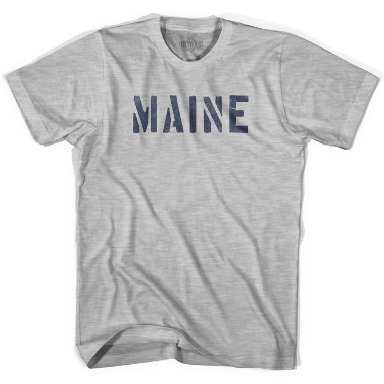 Maine State Stencil Womens Cotton T-Shirt - Grey Heather