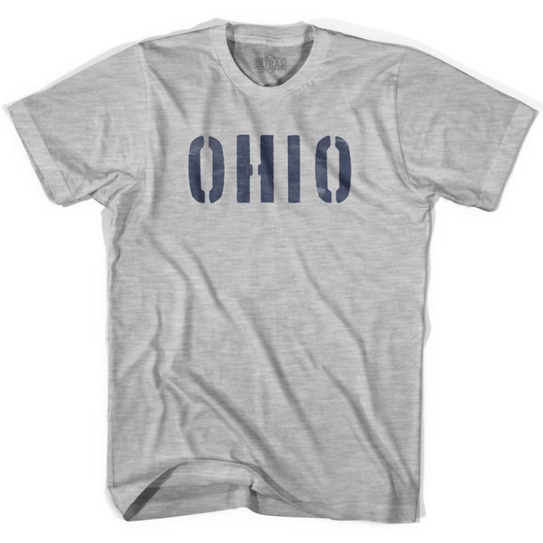 Ohio State Stencil Womens Cotton T-Shirt - Grey Heather