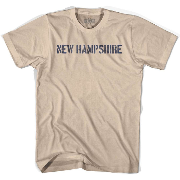 New Hampshire State Stencil Adult Cotton T-Shirt - Creme