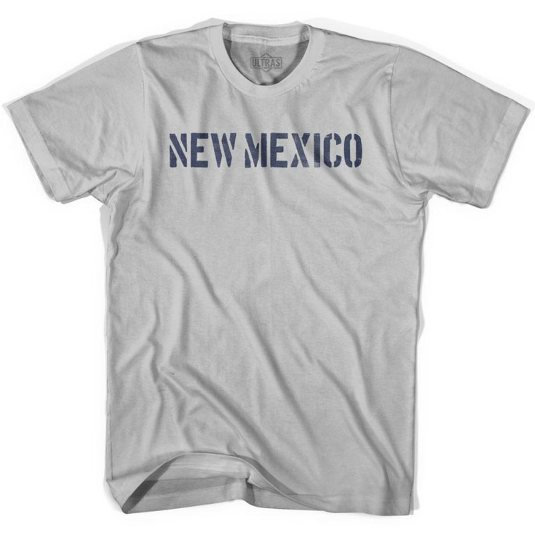 New Mexico State Stencil Adult Cotton T-Shirt - Cool Grey