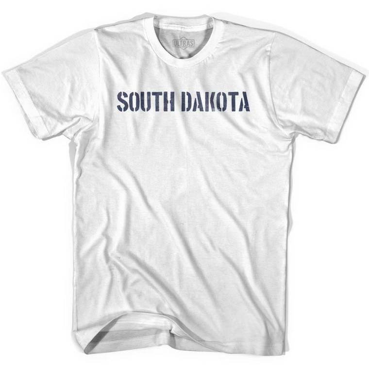 South Dakota State Stencil Womens Cotton T-shirt - White