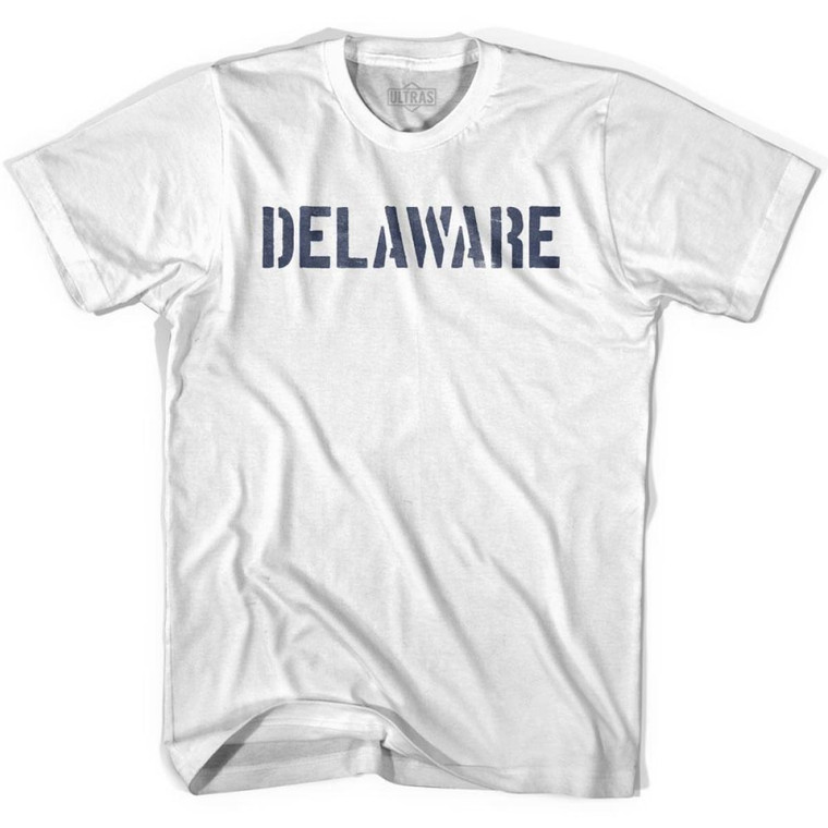 Delaware State Stencil Womens Cotton T-shirt - White