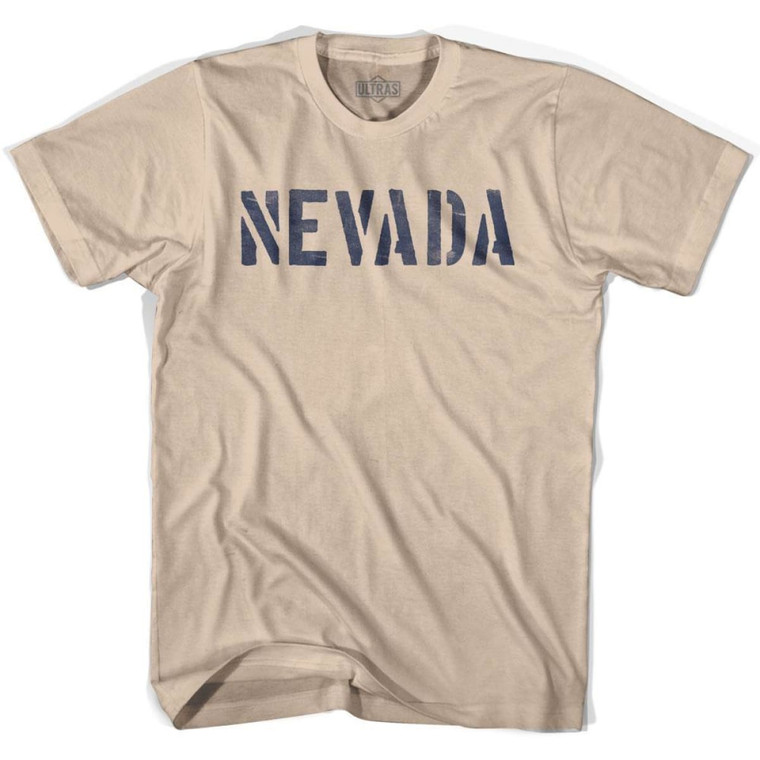 Nevada State Stencil Adult Cotton T-Shirt - Creme