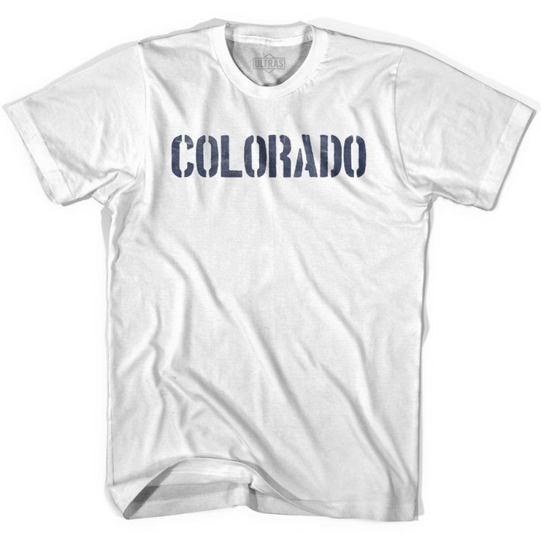 Colorado State Stencil Womens Cotton T-shirt - White