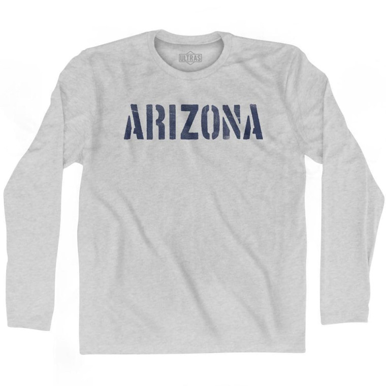 Arizona State Stencil Adult Cotton Long Sleeve T-Shirt - Grey Heather
