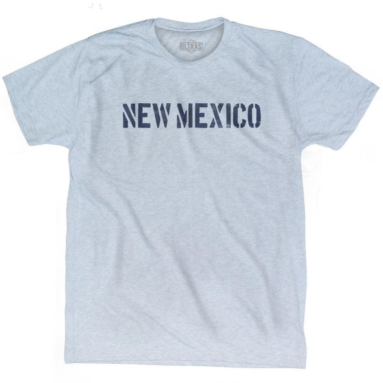 New Mexico State Stencil Adult Tri-Blend T-Shirt - Athletic White