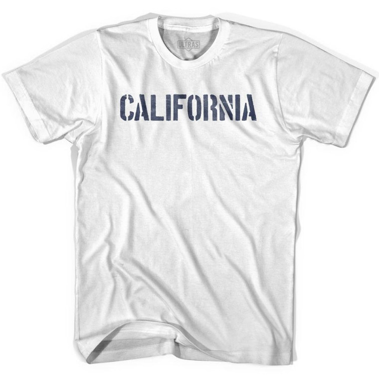 California State Stencil Womens Cotton T-shirt - White