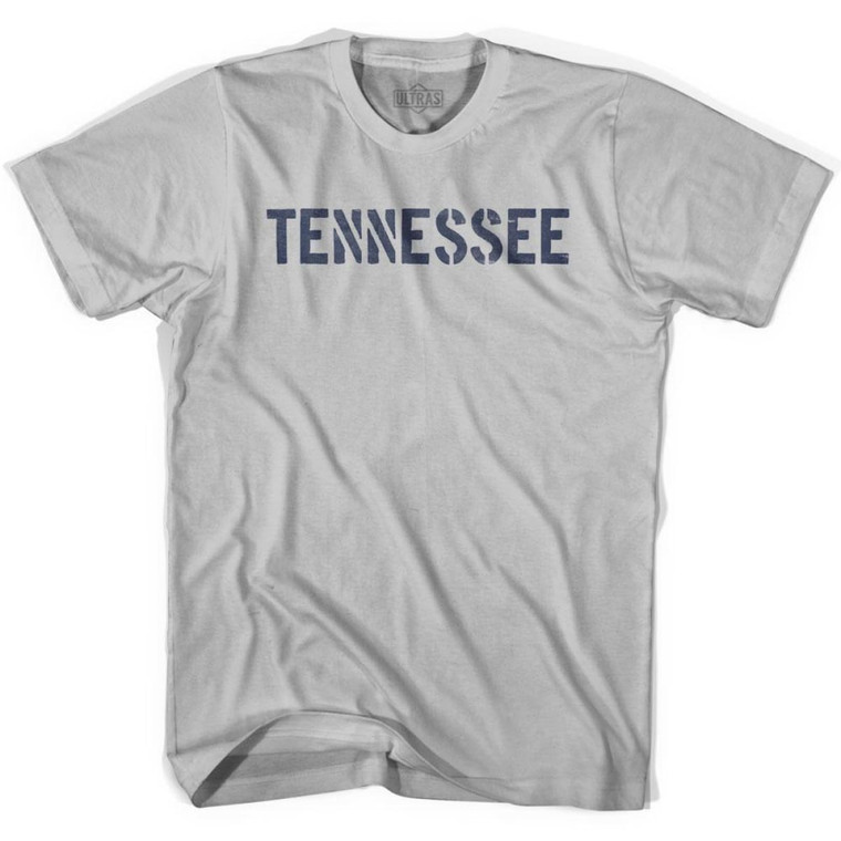 Tennessee State Stencil Adult Cotton T-Shirt - Cool Grey